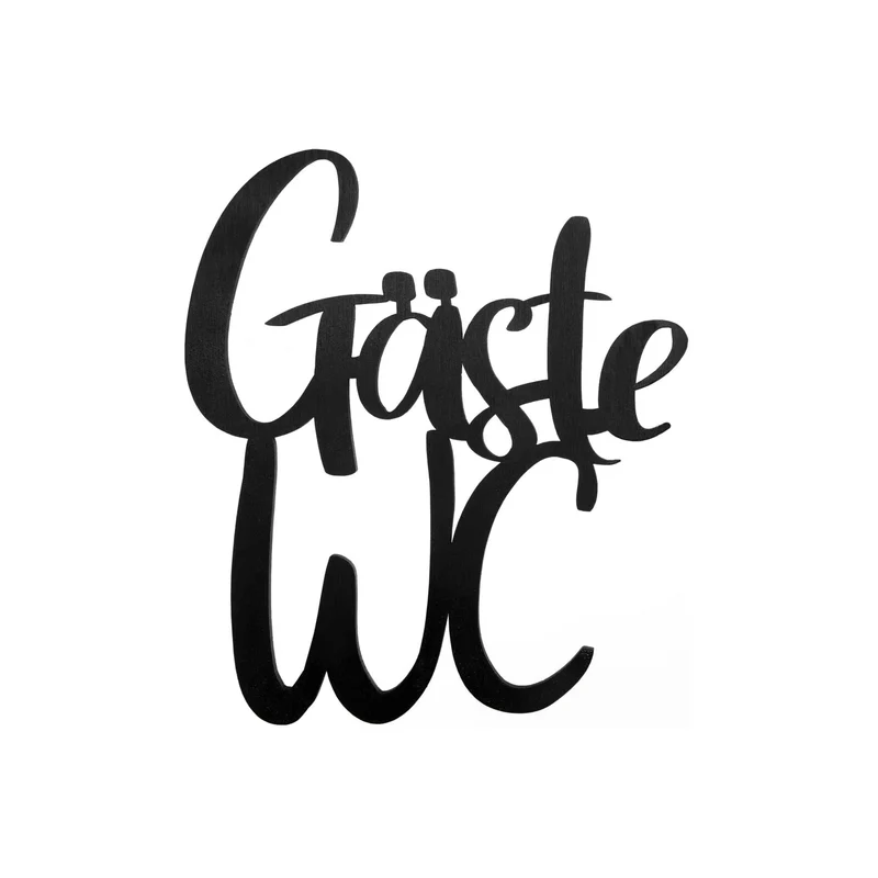 Gäste-WC Türschild aus Holz - 20 cm schwarz