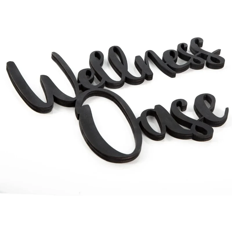 Holzschild WELLNESSOASE schwarz 25 cm - Tür Wand Schild