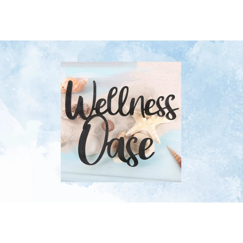 Holzschild WELLNESSOASE schwarz 25 cm - Tür Wand Schild