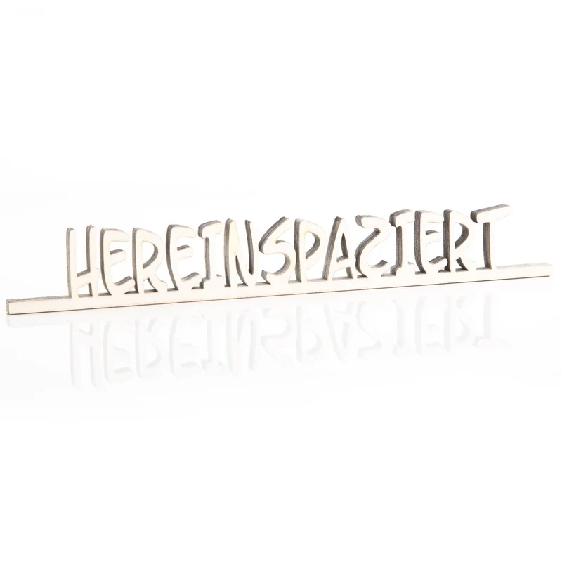 Holzschriftzug "Hereinspaziert" zum Binden oder Hinstellen 24,5 x 3,4 cm