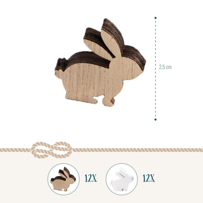 24 mini Hasen Streuteile Osterdeko 2,5 cm - kleine Osterhasen braun weiß