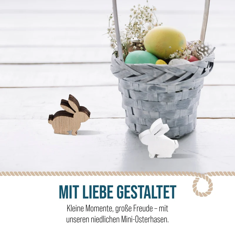24 mini Hasen Streuteile Osterdeko 2,5 cm - kleine Osterhasen braun weiß