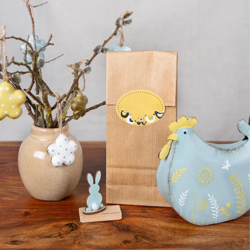 4 Frohe Ostern Geschenke Osterhasen aus Holz Pastell