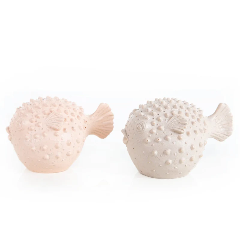 Kugelfisch Paar rosa cremefarben 16 cm 2 Fisch Maritim