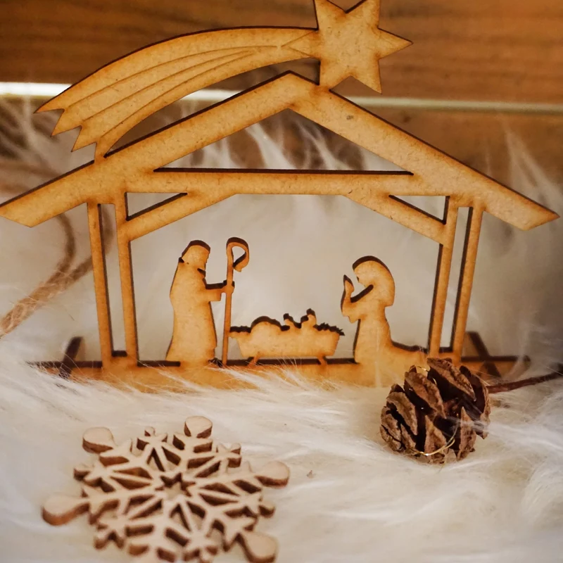 3 Krippen Miniaturen aus Holz - Tischkrippe kleine Krippenfiguren zum Verschenken