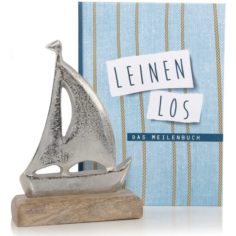 Geschenkset - Seemeilenbuch und Segelboot Figur