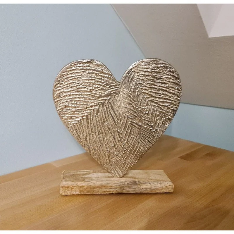 Dekoherz Silber aus Metall auf Holzsockel - 21 cm - Geschenk zum Hinstellen