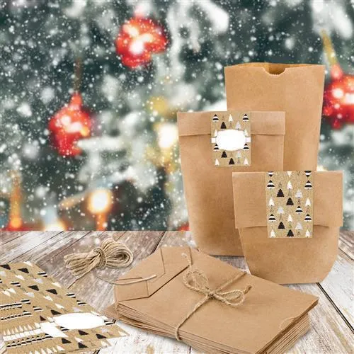 Weihnachtsbanderole Tannenbaum beige schwarz weiß 5 x 14,8 cm
