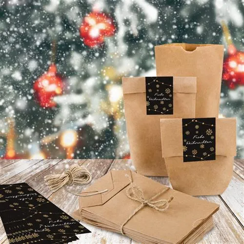 Weihnachtsbanderole Frohe Weihnachten schwarz gold 5 x 14,8 cm