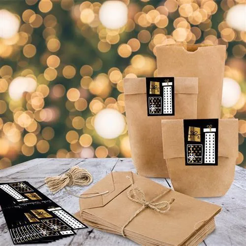 Weihnachtsbanderole Frohe Weihnachten schwarz gold weiß 5 x 14,8 cm