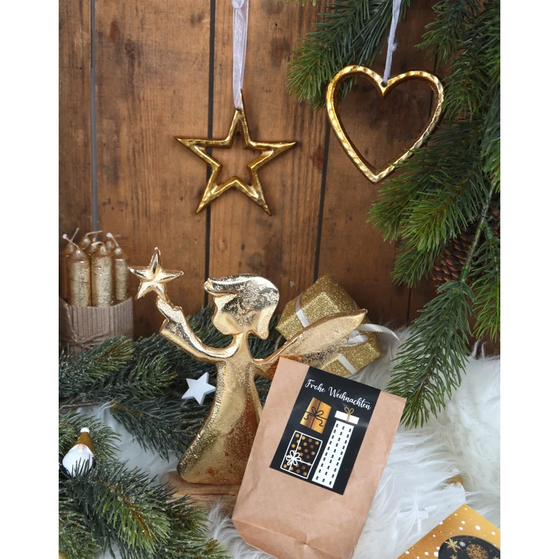 Weihnachtsbanderole Frohe Weihnachten schwarz gold weiß 5 x 14,8 cm