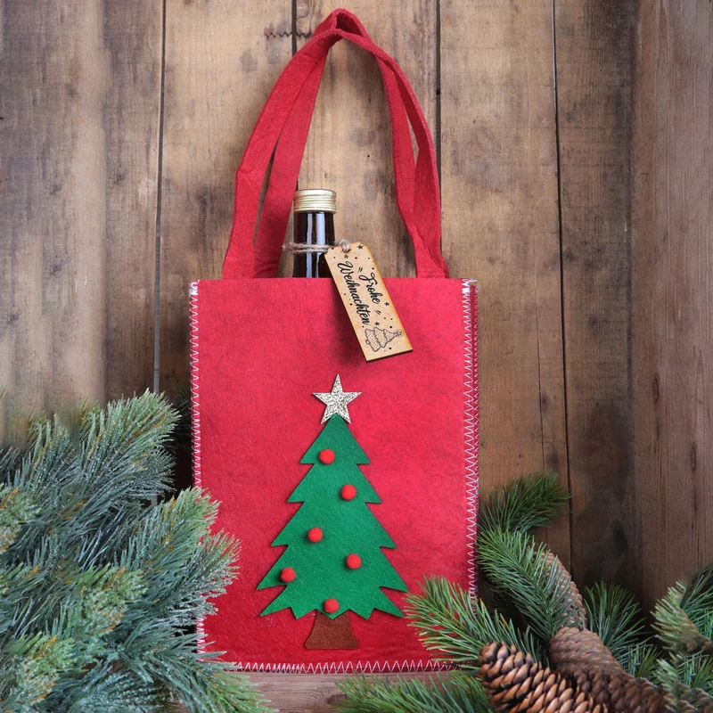 2 rote Weihnachtstaschen mit Henkel - Weihnachten Filztaschen
