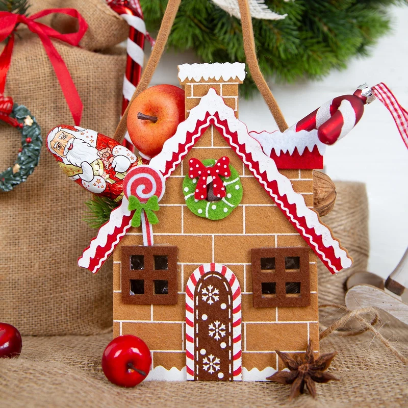 3 Filztaschen Lebkuchenhaus Geschenkverpackung Tüte Weihnachten