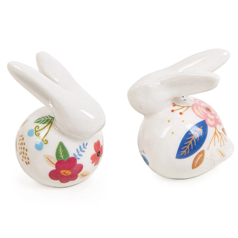 4 Bunte Osterhasen Retro Hasen Figuren kleine Ostergeschenke Hasenfiguren 5 cm