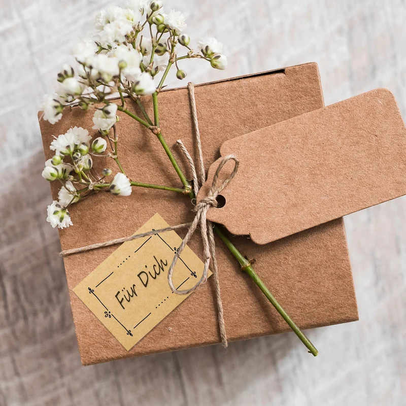 25 Geschenkaufkleber in Kraftpapier-Optik 7,4 x 5,2 cm - zum Beschriften