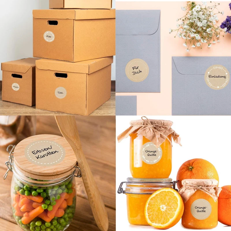 Großes Aufkleber Set mit 129 Blankoaufklebern zum Beschriften + 35 Sprücheaufklebern