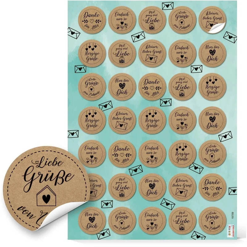 5 x 35 Geschenkaufkleber rund - 3,2 cm selbstklebend - Blankoaufkleber zum Beschriften