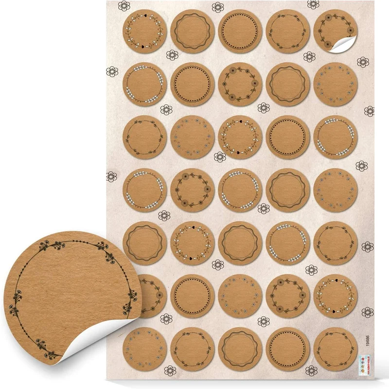 5 x 35 Geschenkaufkleber rund - 3,2 cm selbstklebend - Blankoaufkleber zum Beschriften