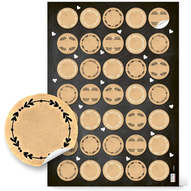 5 x 35 Geschenkaufkleber rund - 3,2 cm selbstklebend - Blankoaufkleber zum Beschriften