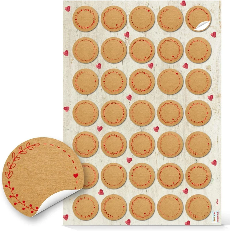 3 x 35 Aufkleber zum Beschriften in brauner Kraftpapier-Optik - kleine beschreibbare Papieraufkleber