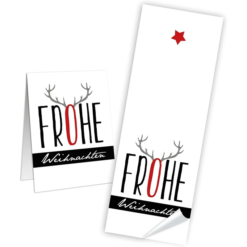 Weihnachtsaufkleber Set mit Text 5 x 14,8 cm - 6 x 10 weihnachtliche Sticker