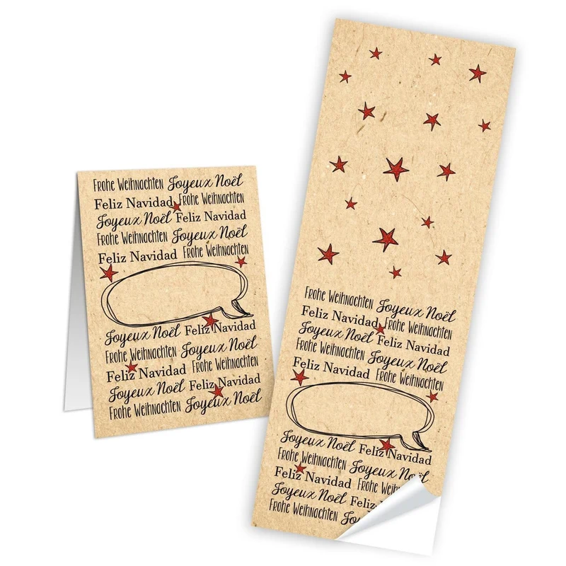 Weihnachtsaufkleber Set mit Text 5 x 14,8 cm - 6 x 10 weihnachtliche Sticker