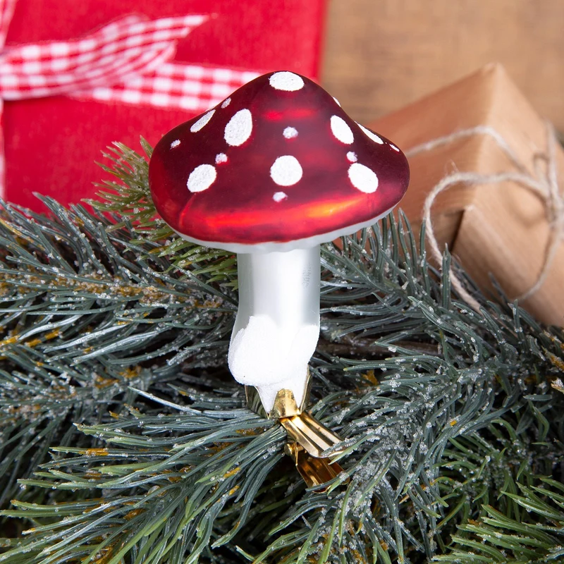 4 Fliegenpilz Klammern - Weihnachtsklammer rot weiß 8,5 cm