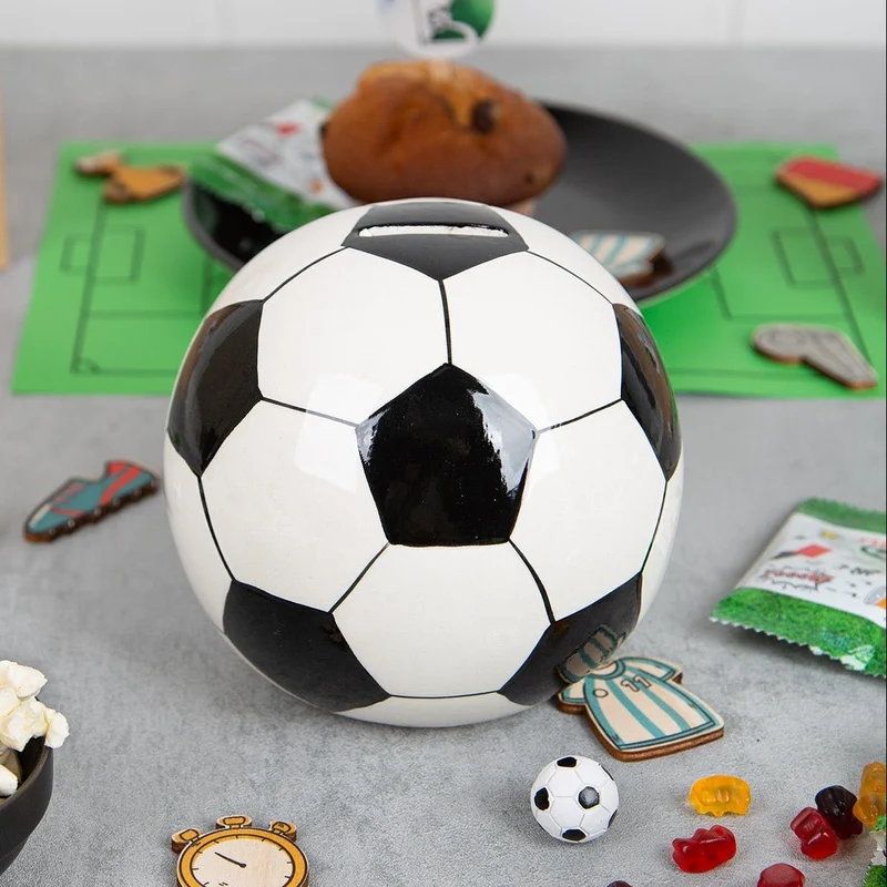 Fußball Spardose schwarz weiß - Ball Sparschwein