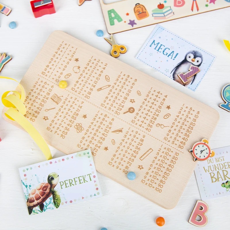 1x1 lernen Frühstücksbrett für Kinder Brotzeitbrett Einmaleins