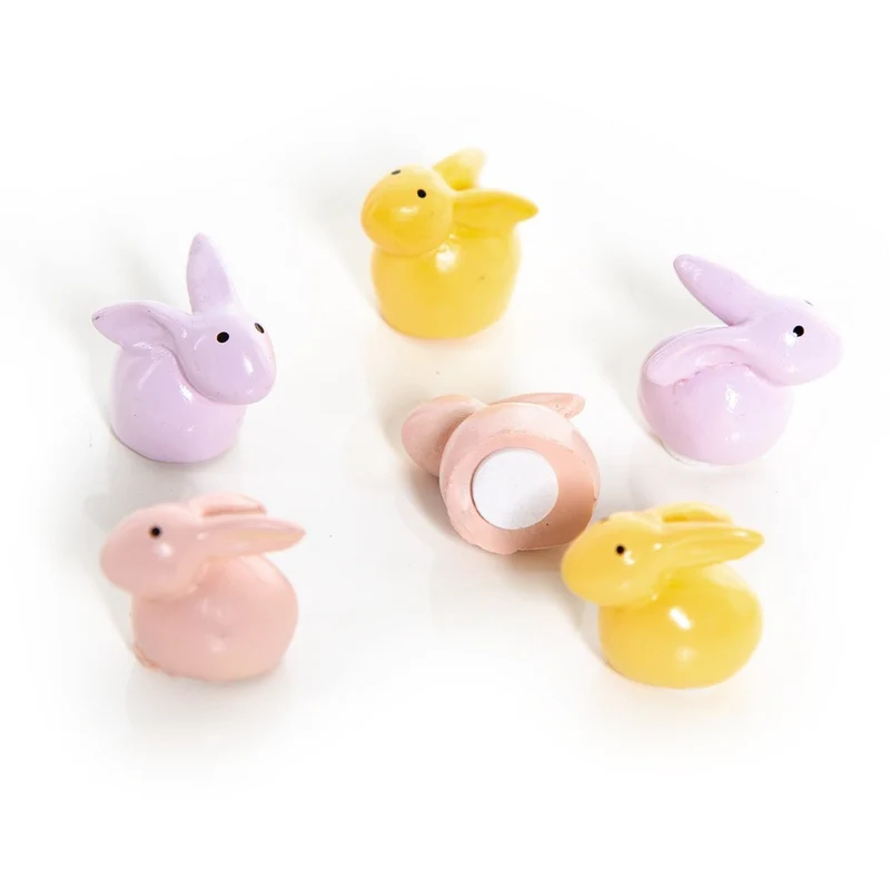 12 Mini Osterhasen bunt mit Klebepunkt Geschenk Ostern 2 cm