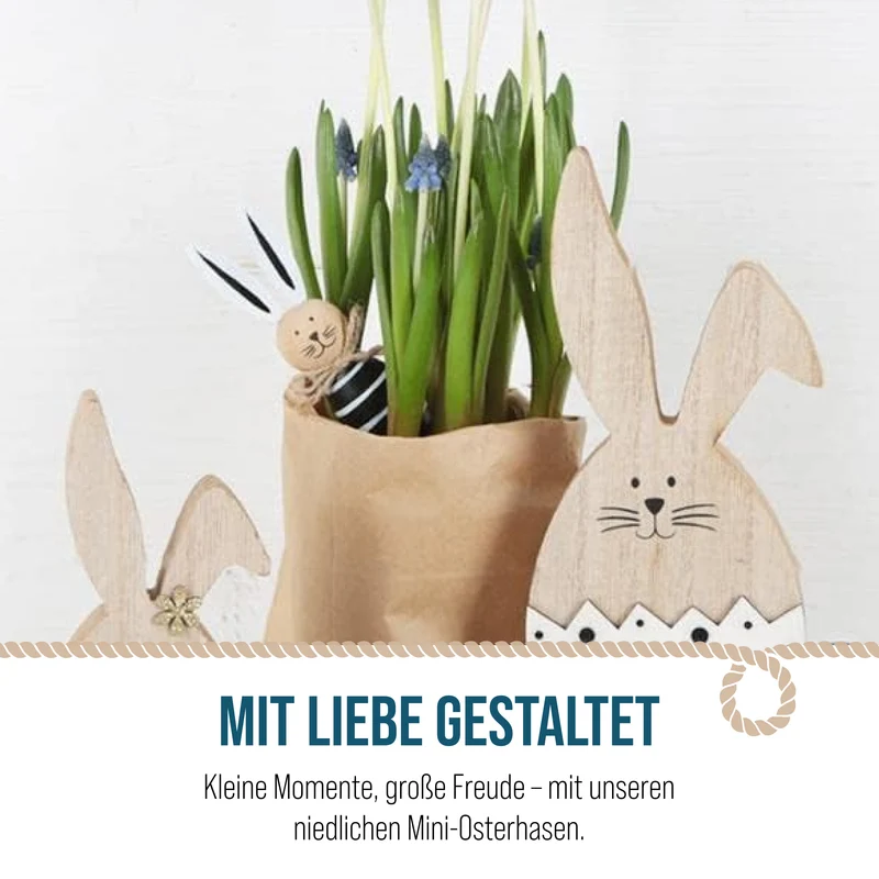 Hasen Paar schwarz weiß 2 Osterhasen aus Holz 10 cm
