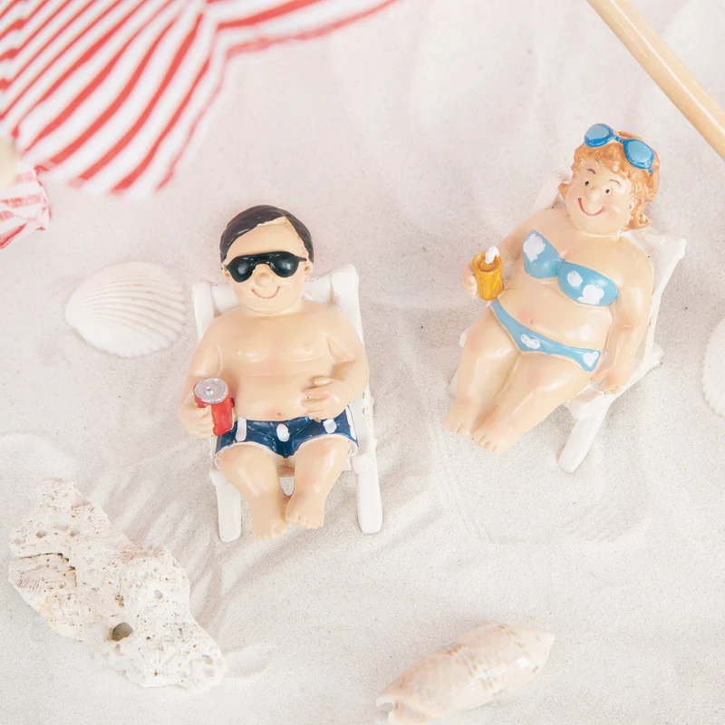 2 Standurlauber Deko Figur Mann Frau im Badezimmer bunt 7 cm