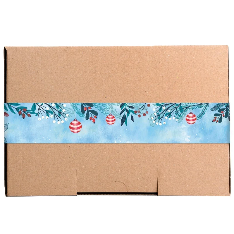 XXL Weihnachtsaufkleber Set - 4 x 10 weihnachtliche Geschenkaufkleber 5 x 42 cm blau türkis für Schachteln