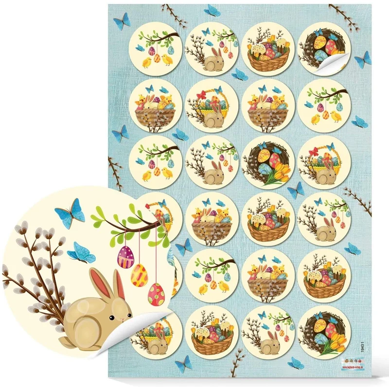 Logbuch-Verlag 96 bunte Frühlingsaufkleber Hase Küken Ostereier - Osteraufkleber für Kinder - Deko Ostern Frühling