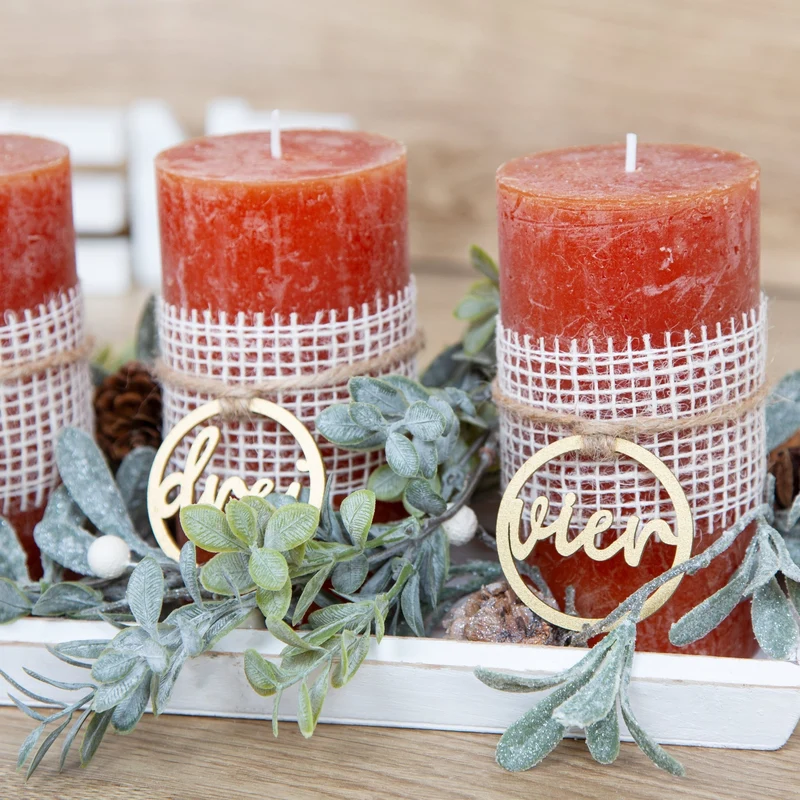 Adventskranz Zahlen aus Holz Gold für Kerzen & Kerzenhalter Ø 5 cm