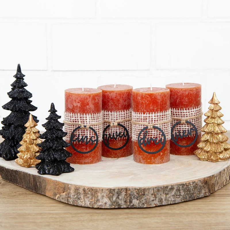 Adventskranz Zahlen 1 2 3 4 schwarz aus Holz Kerzen Deko Ø 5 cm