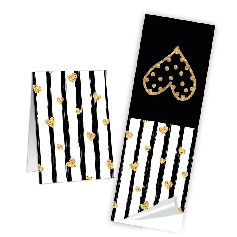 Geschenkaufkleber Set - 5 x 10 Aufkleber schwarz gold weiß