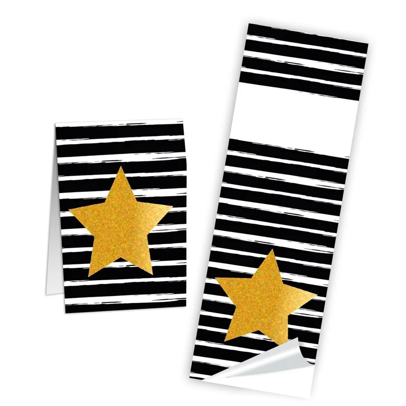 Geschenkaufkleber Set - 5 x 10 Aufkleber schwarz gold weiß
