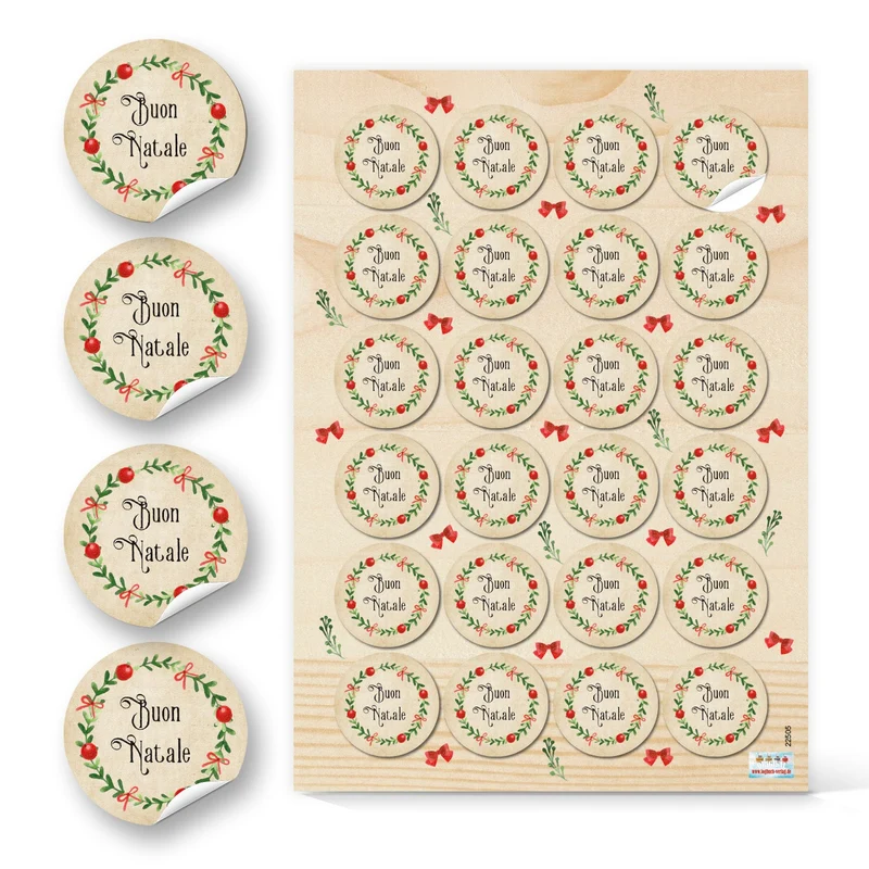Logbuch-Verlag 48 Weihnachtssticker mit Text"Buon Natale" - Weihnachten Aufkleber italienisch