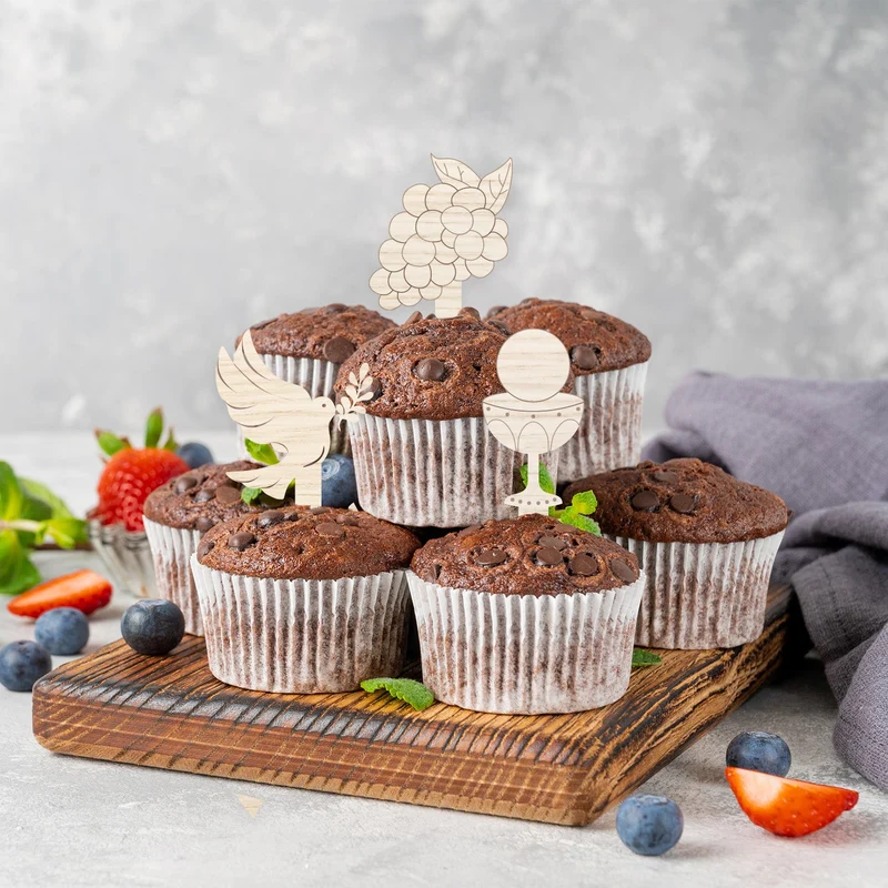 12 Cupcake Topper Muffin Deko für Taufe & Kommunion 10 cm
