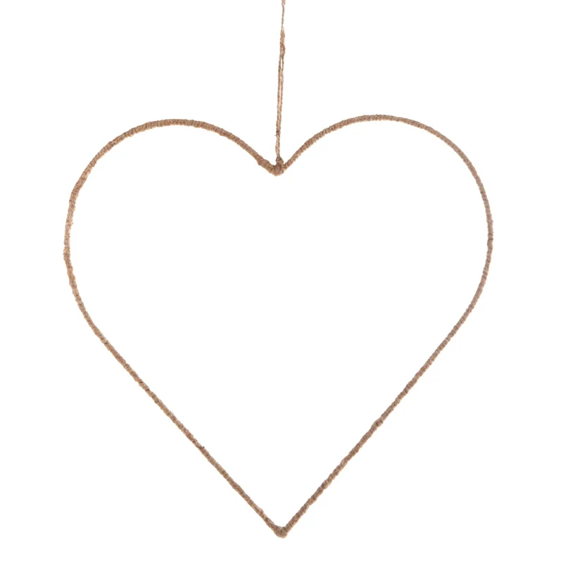 Herz Metallring mit Jute umwickelt - Türkranz 28 cm