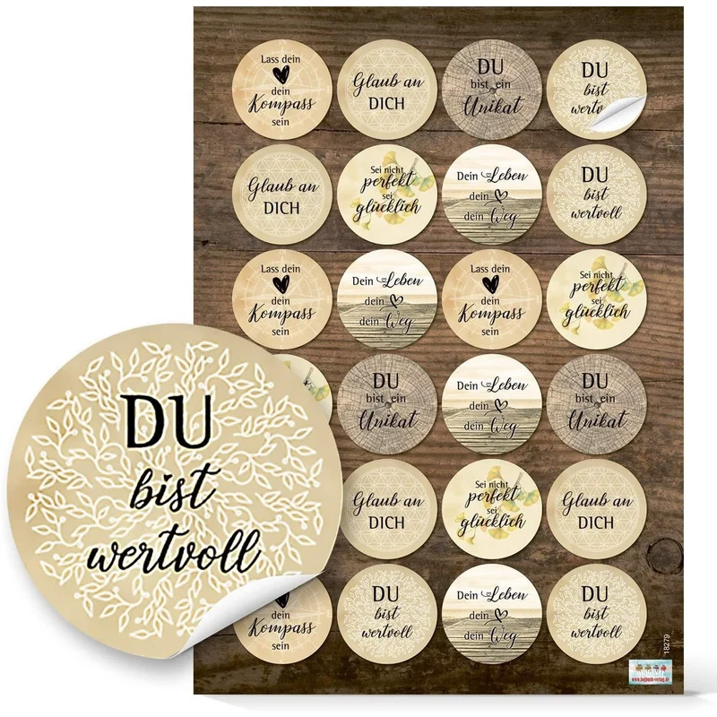 Großes Aufkleber Set - 3 x 24 Geschenkaufkleber mit Sprüchen