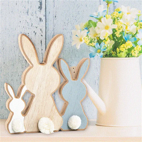 Hasenfamilie Figur aus Holz - 3 Osterhasen