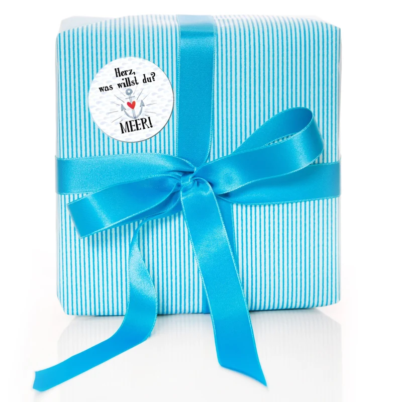 Maritime Sprücheaufkleber blau weiß türkis 4 cm rund 1 Bogen / 24 Aufkleber