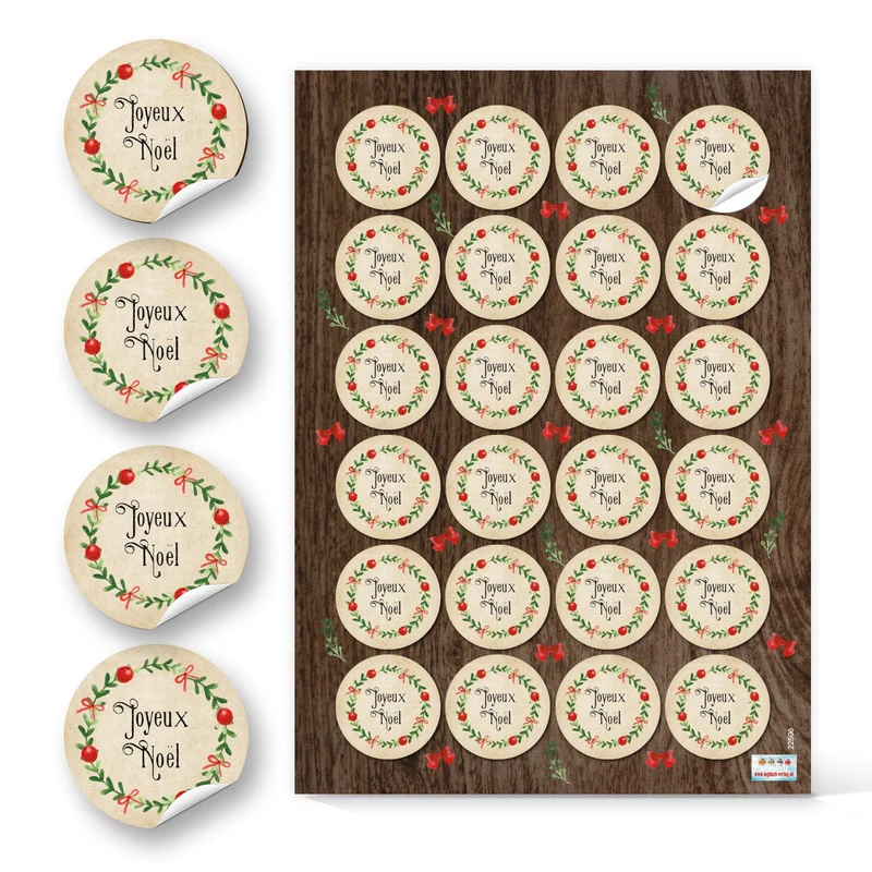 Logbuch-Verlag 48 Weihnachtssticker mit Text"Joyeux Noël" - Weihnachten Aufkleber französisch