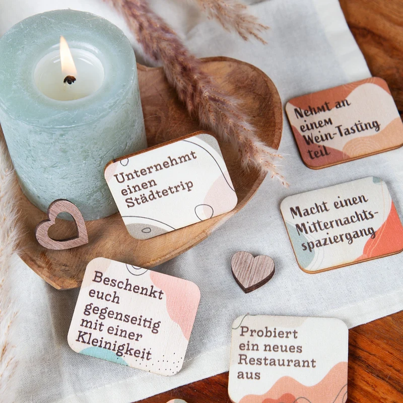 25 Date Ideen für Paare Holzkarten - Pärchen Geschenk 6 cm