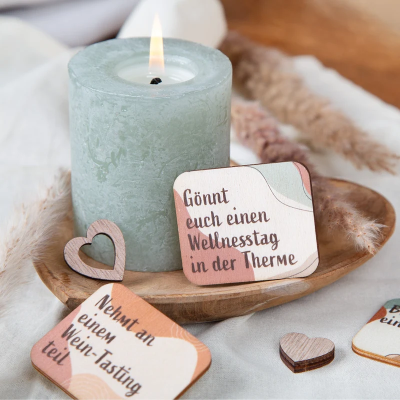 25 Date Ideen für Paare Holzkarten - Pärchen Geschenk 6 cm