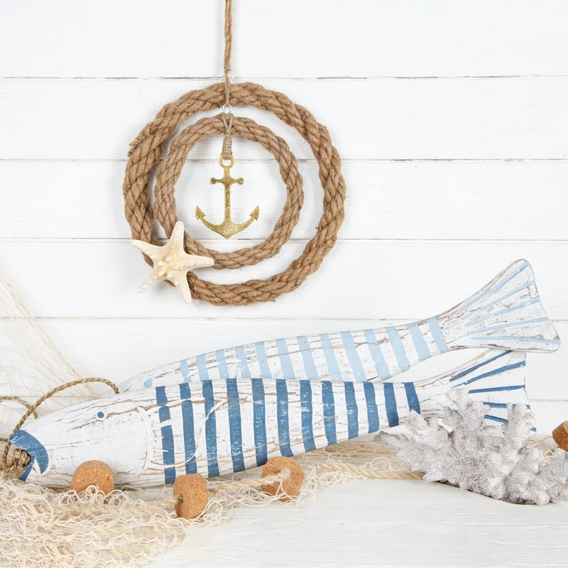 2 große Fische zum Aufhängen XXL Maritime Wanddeko 58 cm