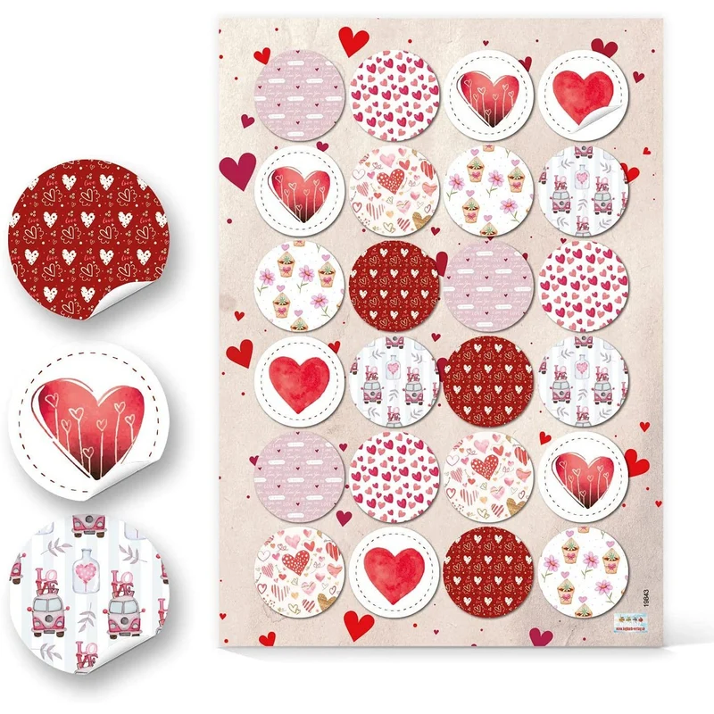 Logbuch-Verlag 24 kleine Holzklammern mit Herz Aufkleber rot weiß - Herzklammer Dekoklammern Hochzeit Symbol Klammern Liebe