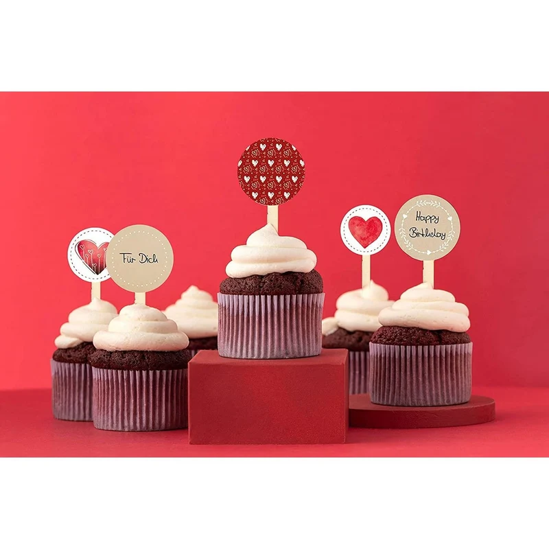 12 Cake Topper aus Holz natur - zum Verzieren, Bekleben, Beschriften 15 cm